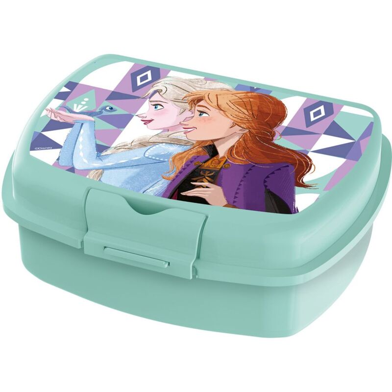 foto del prodotto sandwich box azzurra per bambine in plastica frozen elsa e anna utile per portare la merenda fuori casa disney