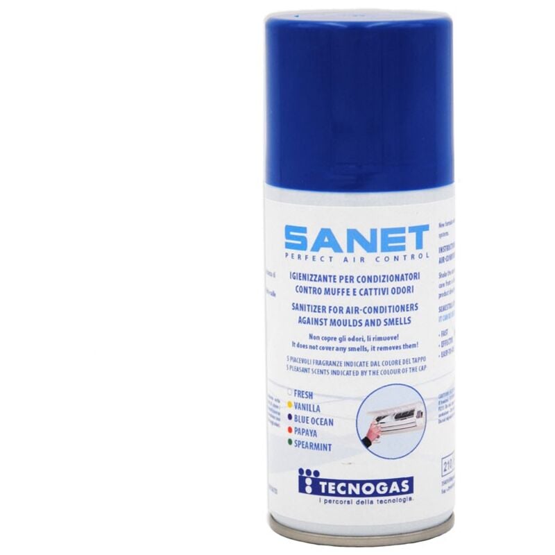 foto del prodotto sanet blu ocean bomboletta spray 150 ml sanificante rinfrescante profumato igienizzante per condizionatori 00000011619