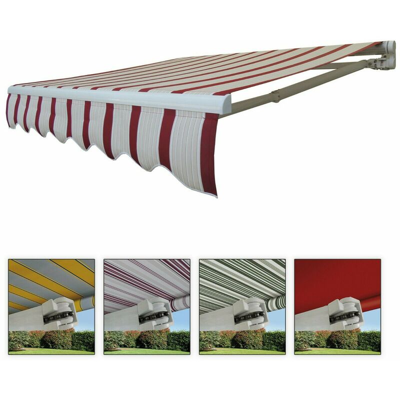 foto del prodotto sangiorgio - tende da sole a bracci barra quadra con catena balcone avvolgibile alluminio - dimensioni 4 x 3 m - colore rigato giallo