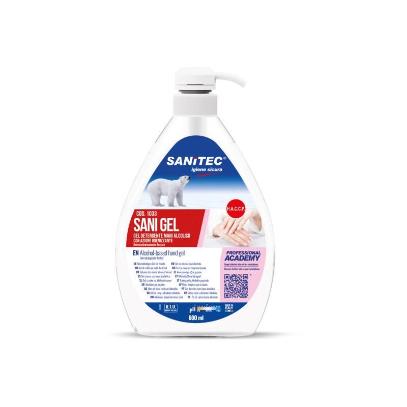 foto del prodotto sani gel detergente igienizzante per mani 600ml contiene alcool sanitec