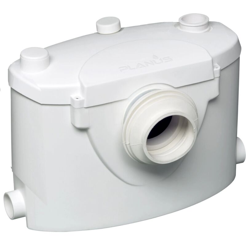 foto del prodotto sanibasic trituratore wc 230 v bianco cassetta trituratrice con attacchi e tappi di chiusura planus