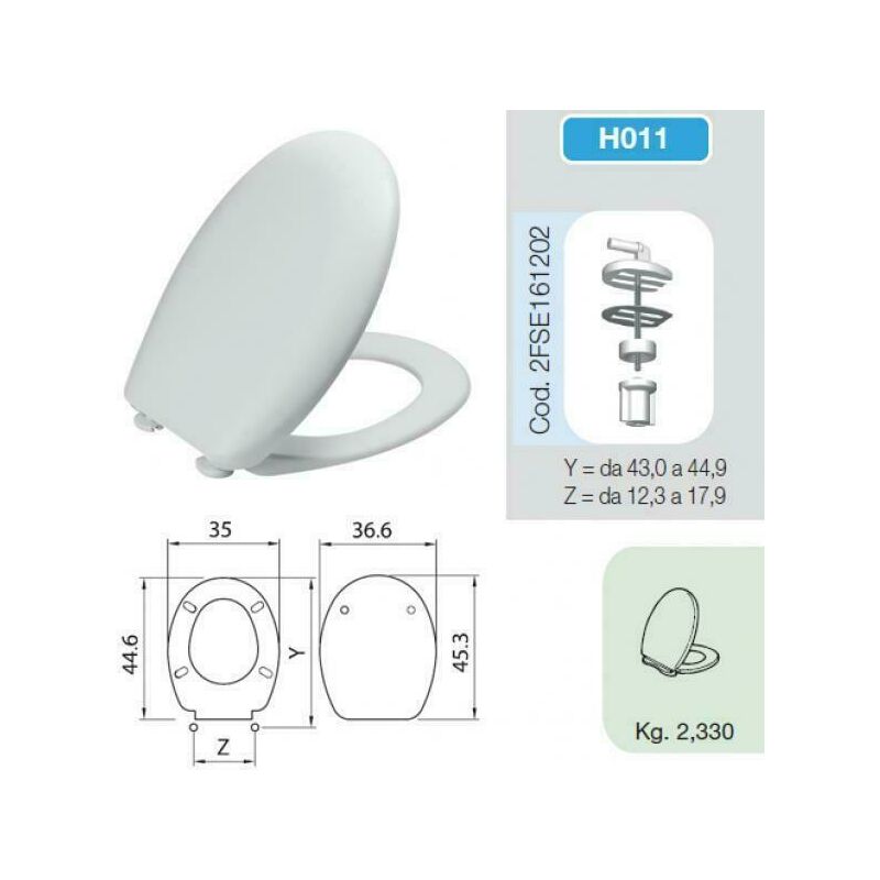 immagine 0 del prodotto saniplast sedile wc durofort bianco con cerniere in nylon h011 modello verso