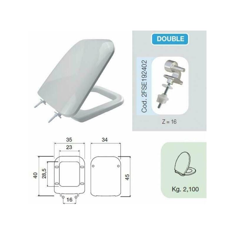 foto del prodotto saniplast sedile wc durofort con cerniere conca mod. double