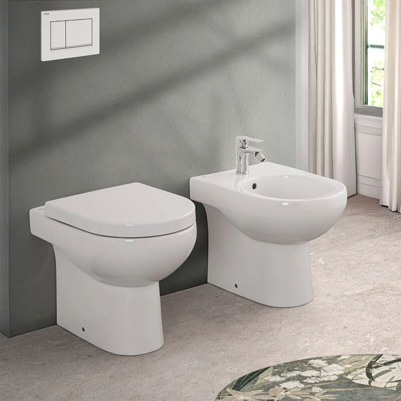 foto del prodotto sanitari filomuro rimless ceramica bianca con sedile soft close vima