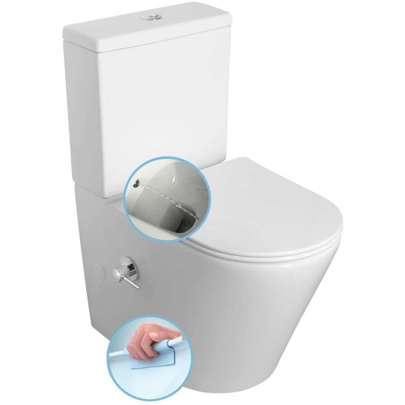 foto del prodotto sanitari in ceramica - wc in piedi con doccia bidet, rimless, bianco pc1012rx - sapho