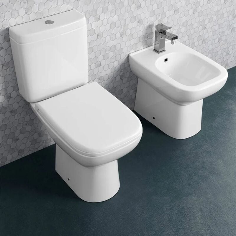 foto del prodotto sanitari monoblocco filomuro con scarico a terra e copriwc rak origin