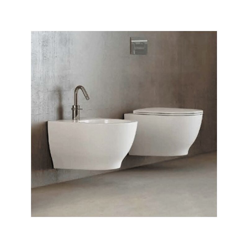 foto del prodotto sanitari sospesi moon rak ceramics wc, bidet, copriwater bianco