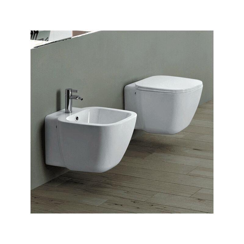 foto del prodotto sanitari sospesi one rak ceramics wc, bidet, copriwater bianco