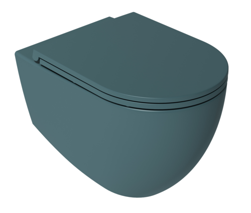 foto del prodotto sanitari sospesi opaco infinity vaso, bidet, copriwater soft close verde petrolio opaco