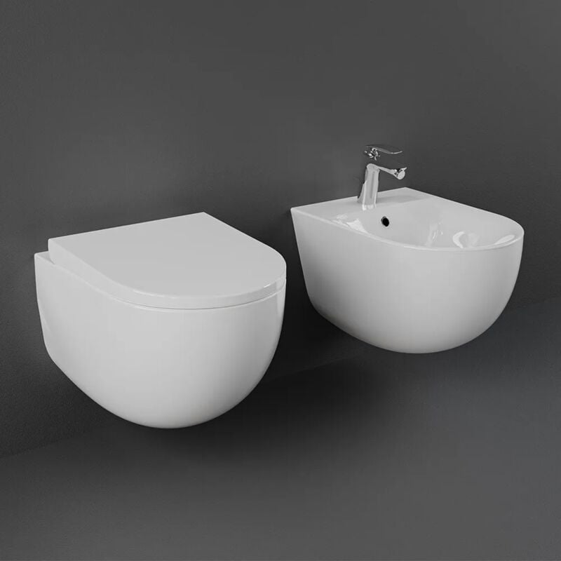 foto del prodotto sanitari sospesi rak des scarico a parete rimless e copriwc soft close
