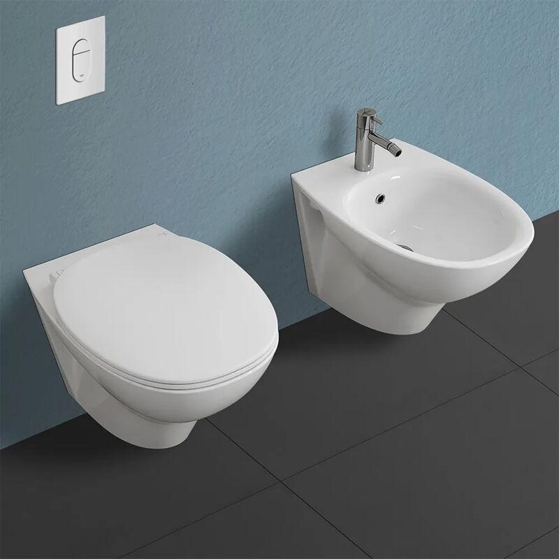 foto del prodotto sanitari sospesi rimless morning scarico a parete e sedile originale