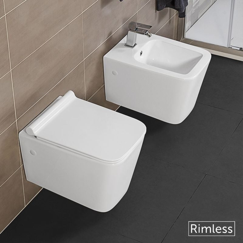 foto del prodotto sanitari sospesi rimless serie malaga completo di sedile rallenty