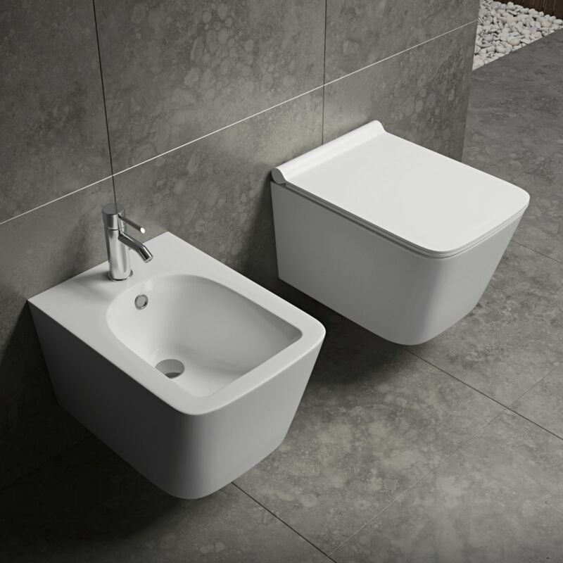 foto del prodotto sanitari sospesi wc, bidet, copriwater soft close libeccio bianco
