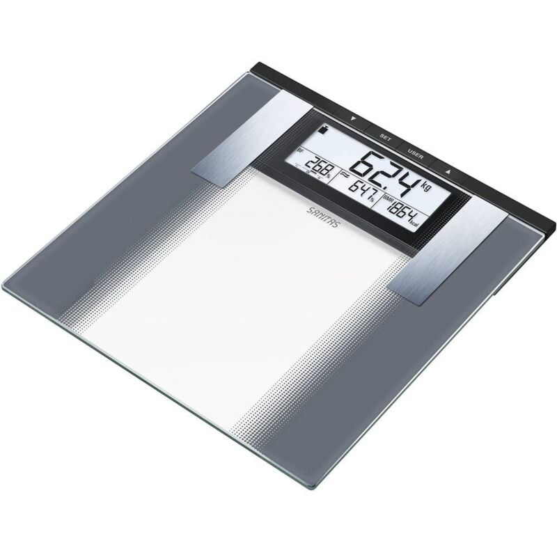 foto del prodotto sanitas sbg 21 bilancia per l analisi corporea digitale portata max. 180 kg grigio, vetro