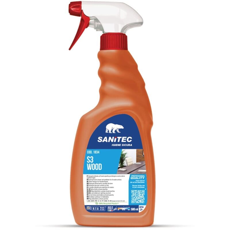 foto del prodotto sanitec legno, detergente specifico, spray 500 ml