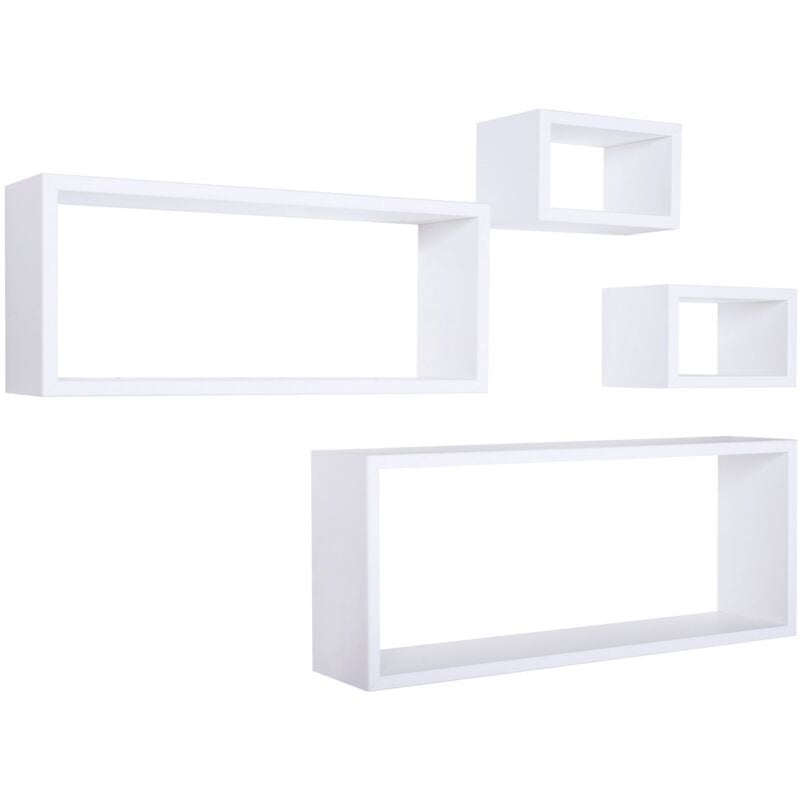 foto del prodotto sanitec mensola da parete scaffale cubo set 4 pezzi bianco salotto camera soggiorno moderno merlino