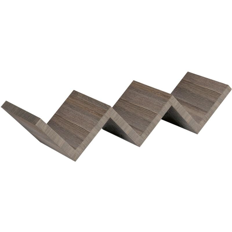 foto del prodotto sanitec mensola in legno zig zag da parete design moderno con fissaggio a scomparsa rovere moka