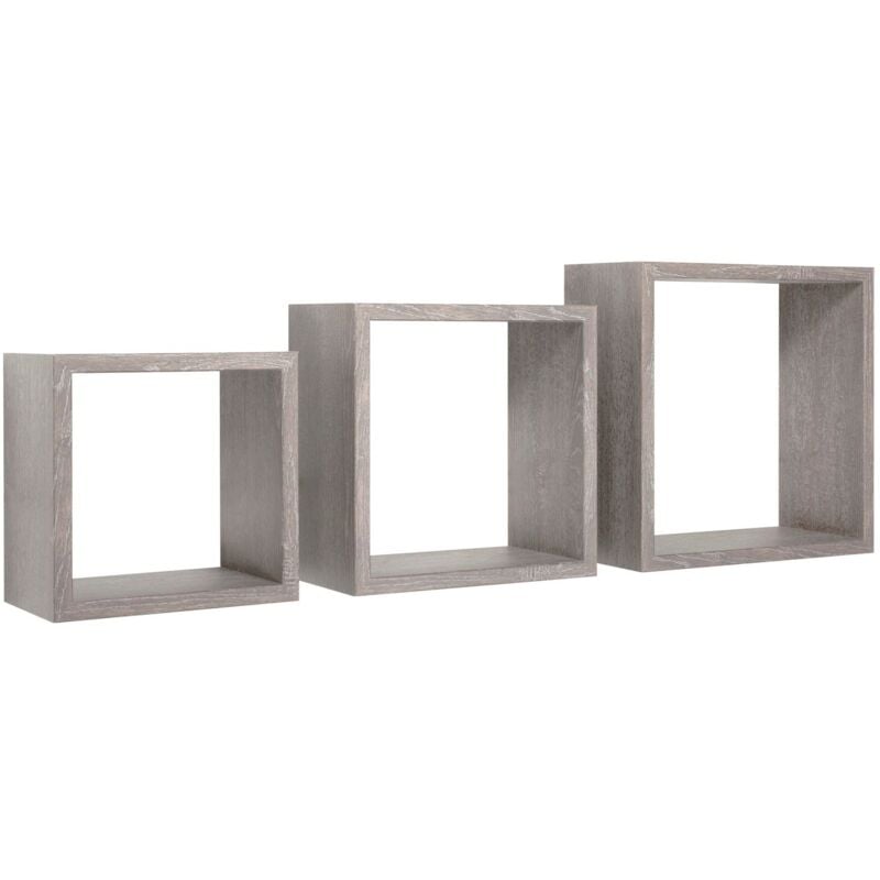 foto del prodotto sanitec set 3 cubi mensole parete rovere grigio nuovo scaffale salotto soggiorno camera incubo