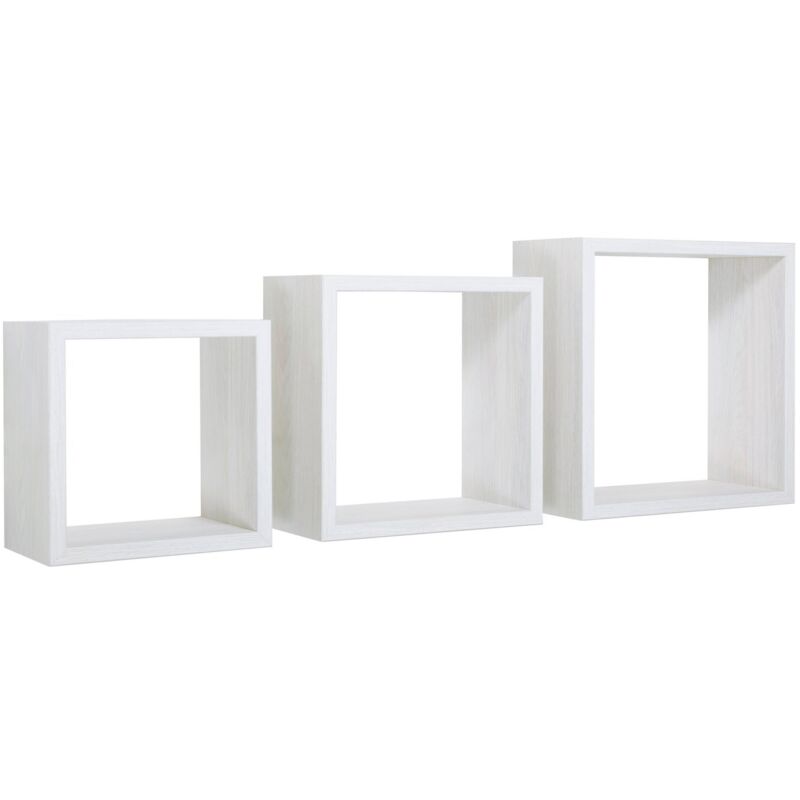 foto del prodotto sanitec set 3 cubi mensole parete rovere sbiancato scaffale salotto soggiorno camera incubo