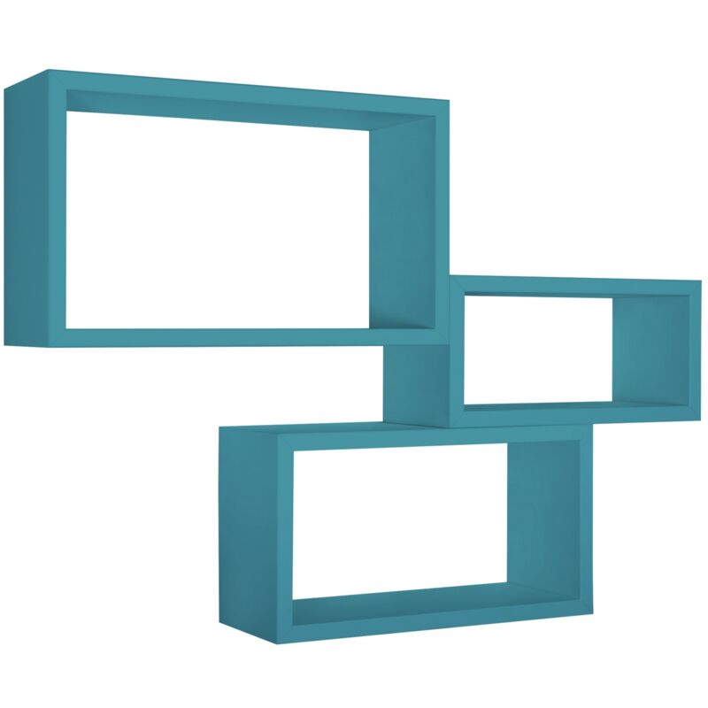 foto del prodotto sanitec set 3 mensole rettangolari parete blu scaffale salotto soggiorno camera trittico