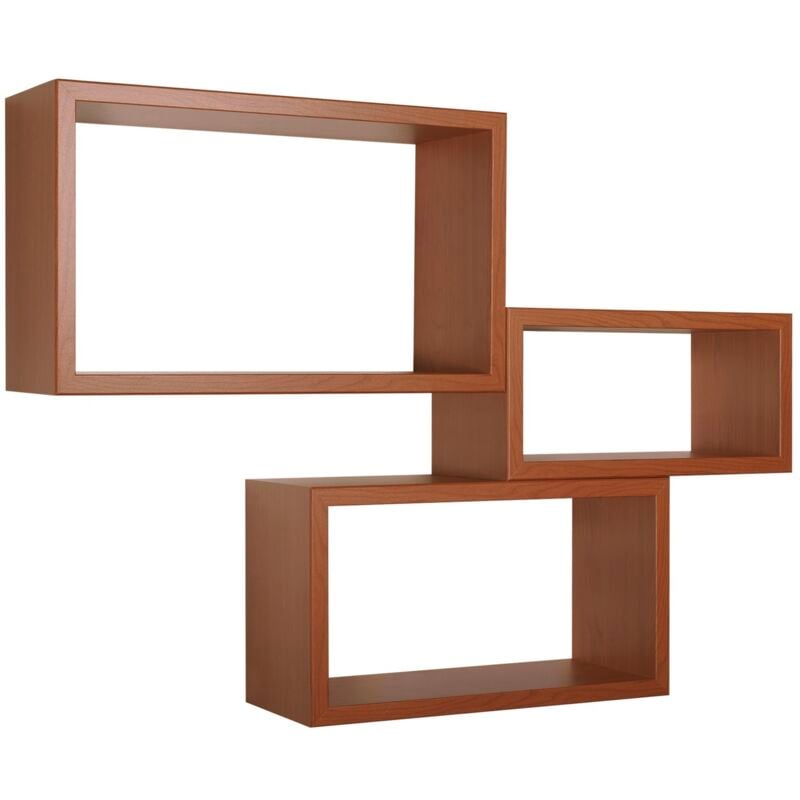 foto del prodotto sanitec - set 3 mensole rettangolari parete ciliegio scaffale salotto soggiorno camera trittico