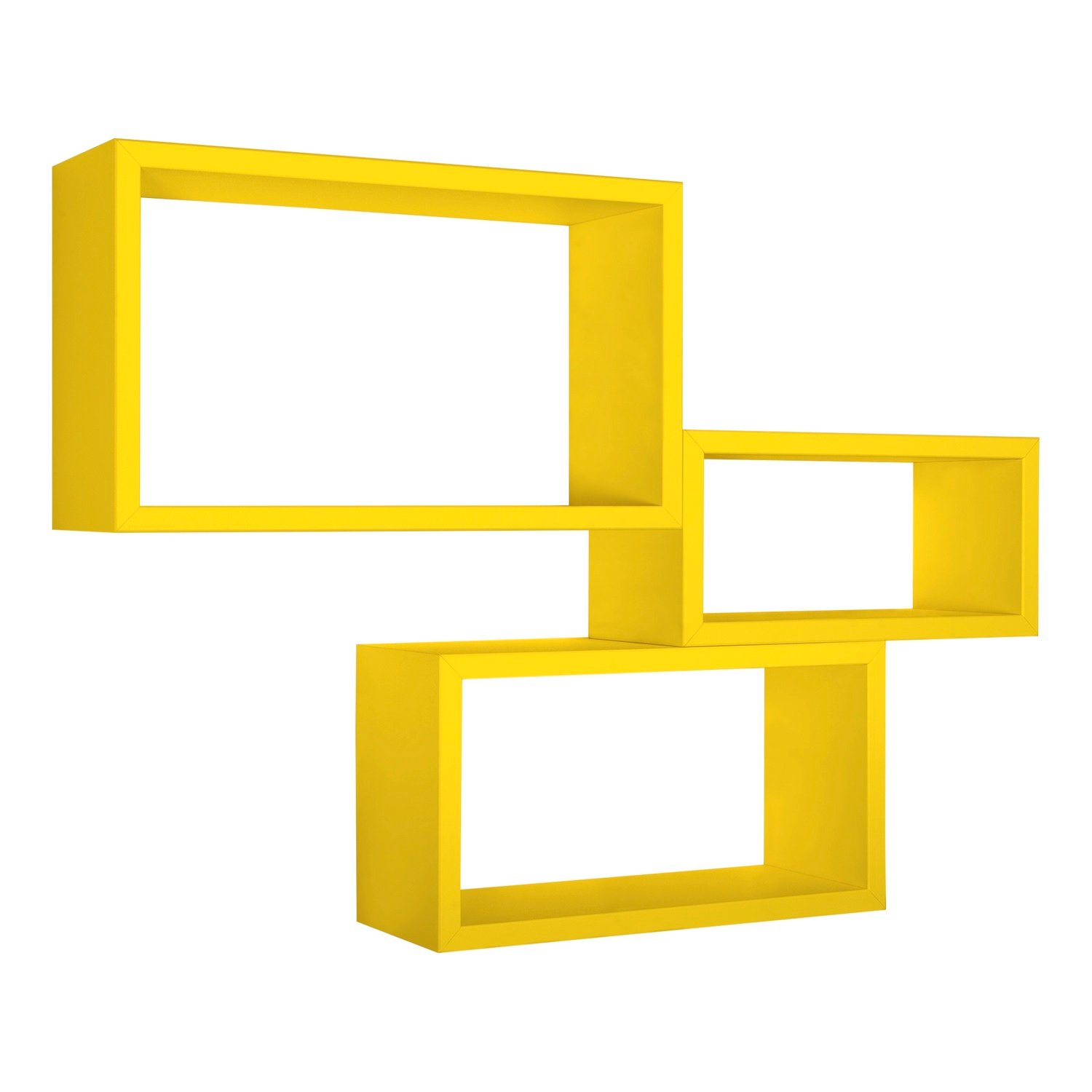 foto del prodotto sanitec set 3 mensole rettangolari parete giallo scaffale salotto soggiorno camera trittico