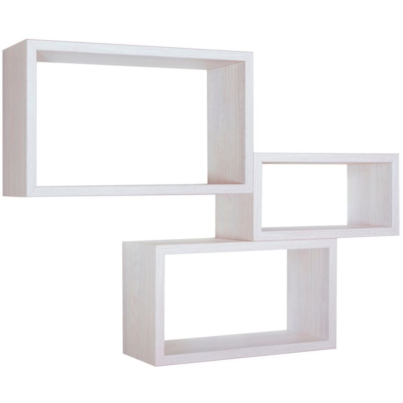 foto del prodotto sanitec set 3 mensole rettangolari parete rovere bianco scaffale salotto soggiorno camera trittico