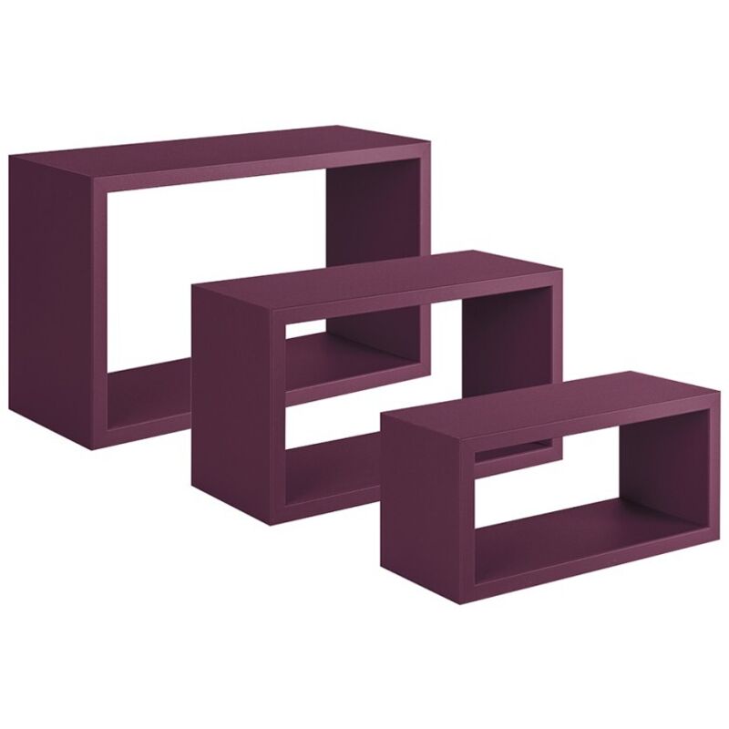 foto del prodotto sanitec - set 3 mensole rettangolari parete viola scaffale salotto soggiorno camera trittico