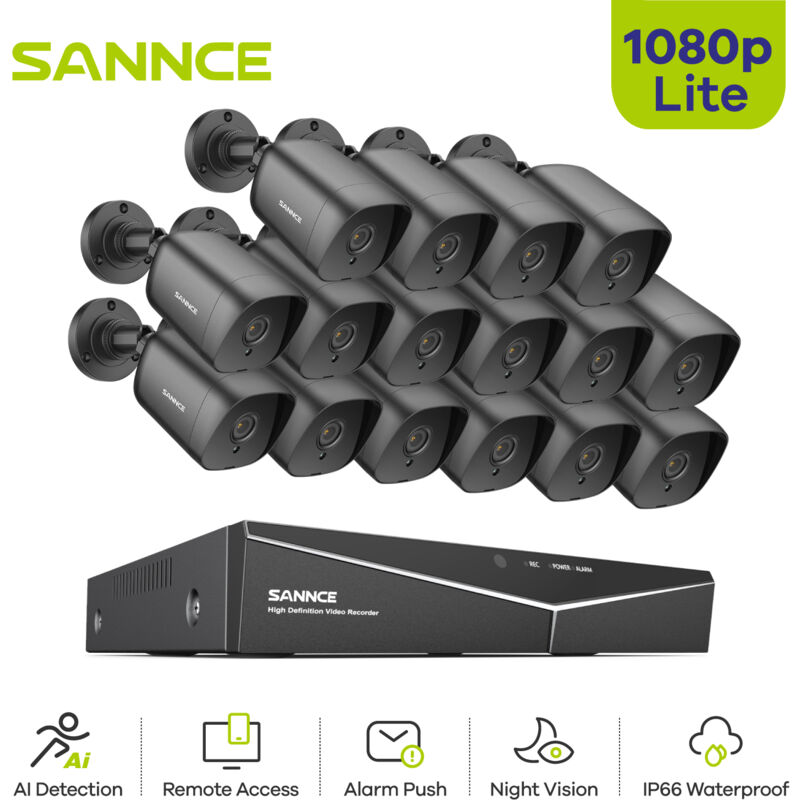 foto del prodotto sannce 16ch security camera system 1080p dvr smart ir night vision waterproof cctv surveillance system remote access