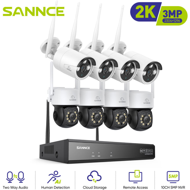 foto del prodotto sannce 3mp kit videosorveglianza wireless sistema telecamera ir visione notturna remote monitor sicurezza cctv wifi telecamera kit