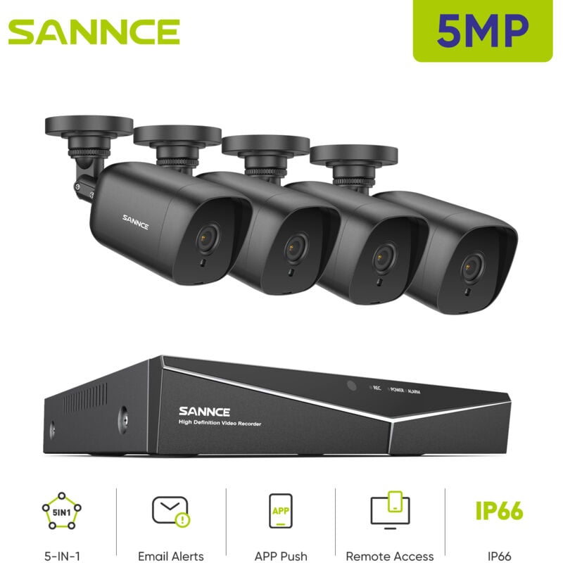 foto del prodotto sannce 8ch kit di videosorveglianza 5mn dvr 4 5mp telecamera visione notturna ir ip66 sistema telecamere sicurezza video con accesso remoto