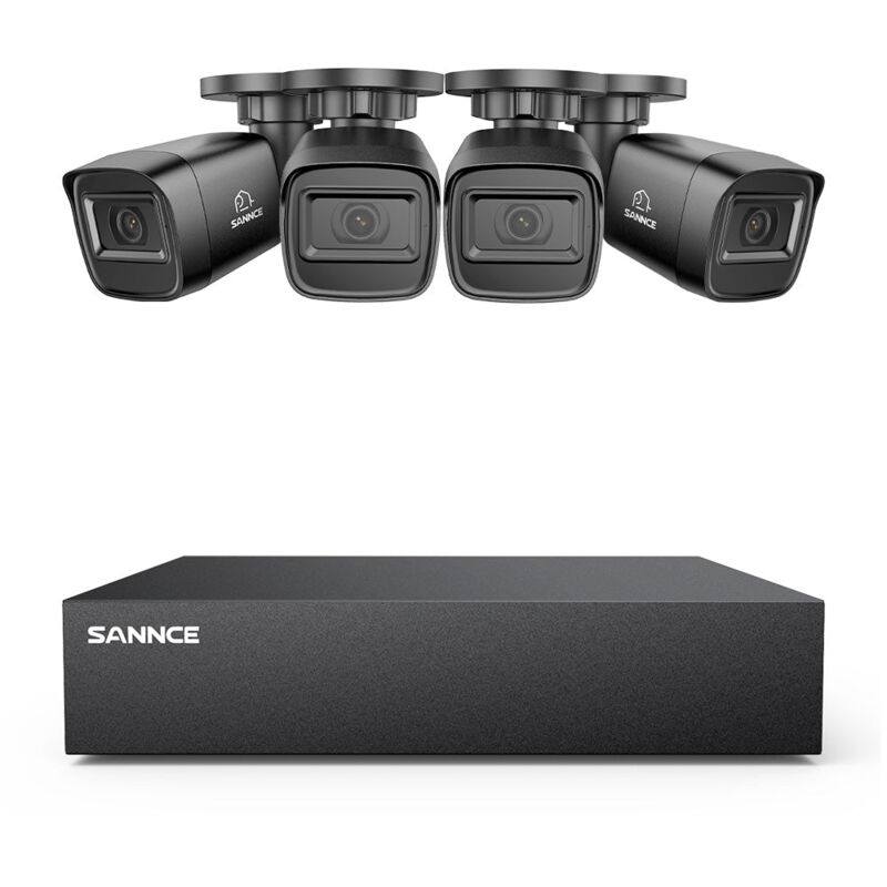 foto del prodotto sannce sistema di sicurezza dvr cablato 8ch 1080p con 4 telecamere cctv bullet 2mp esterni rilevamento intelligente movimento,1tb hdd