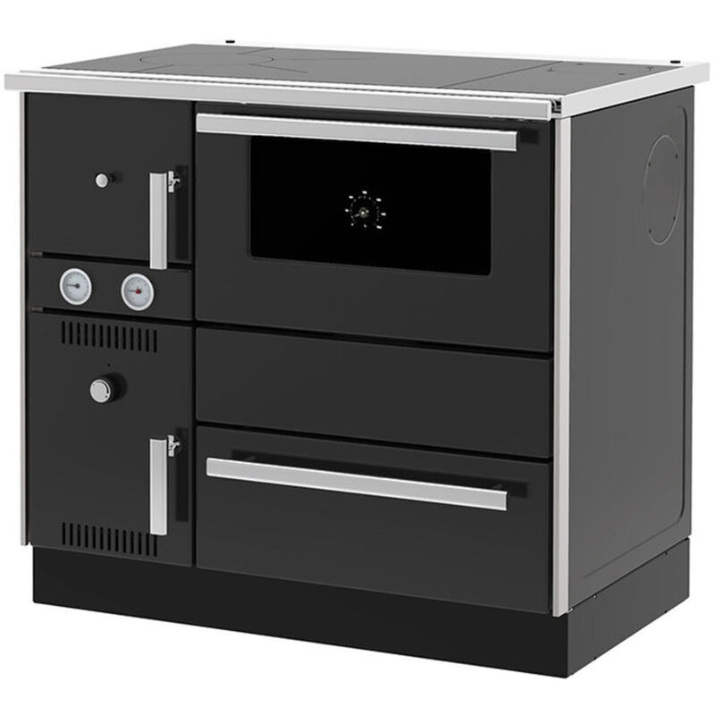 foto del prodotto sannover fornello cottura a legna 7,44 kw caldaia 20,1 kw 27 kw nero