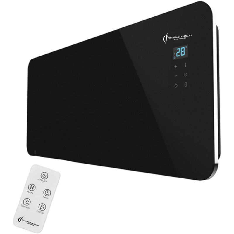 foto del prodotto sannover radiatore elettrico murale in vetro sorimo 2000 w nero