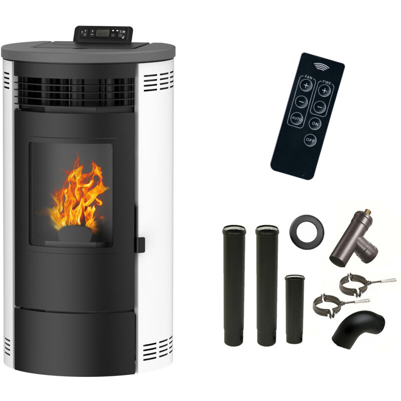 foto del prodotto sannover stufa a pellet flavia 9,5 kw bianco kit di installazione