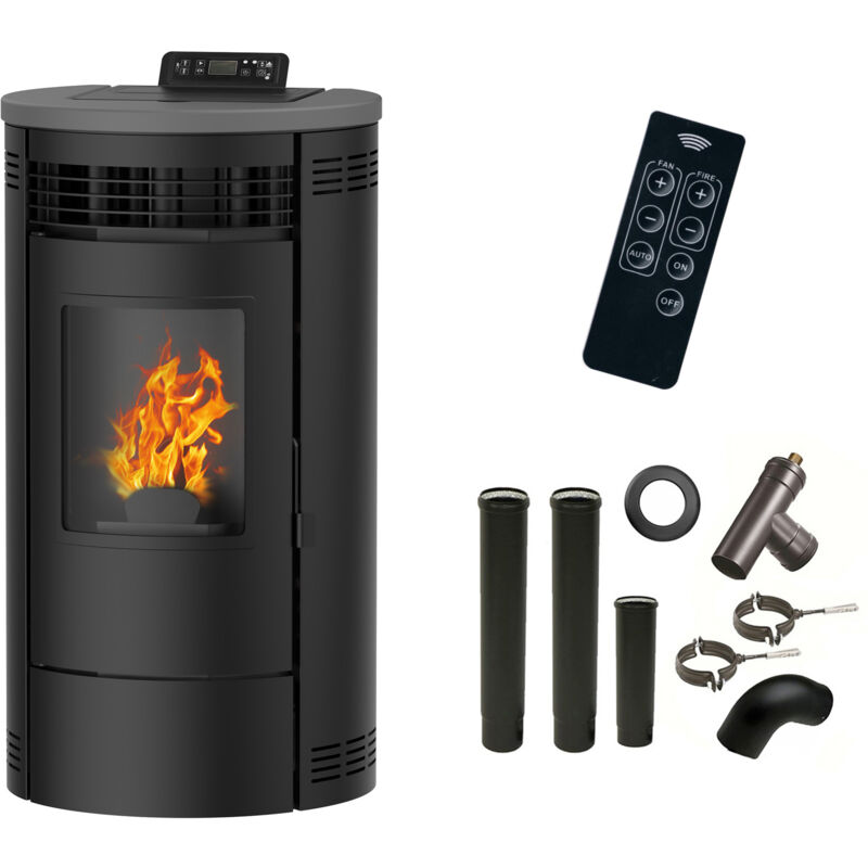 foto del prodotto sannover stufa a pellet flavia 9,5 kw nero kit di installazione