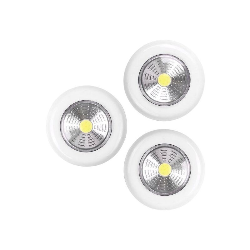 foto del prodotto sans marque set di 3 luci a pulsante led bianco neutro alimentate a batteria 3aaa