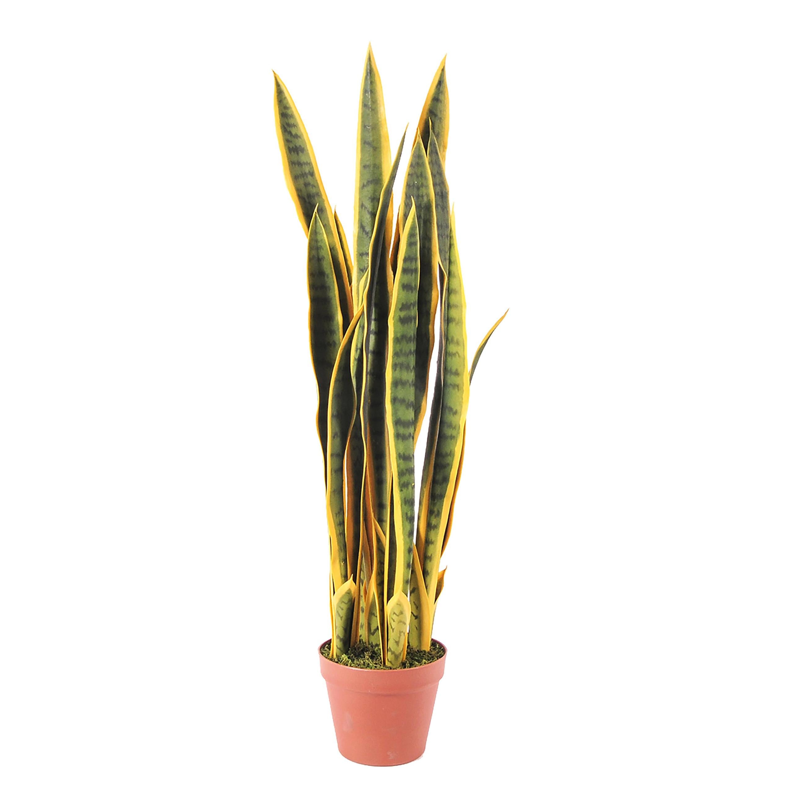 foto del prodotto sanseveria artificiale con 25 foglie in vaso altezza 92 cm verde