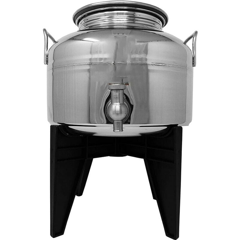 foto del prodotto sansone bidone e 3 litri con rubinetto e base damigiana fusto contenitore per olio vino miele acqua in acciaio inox 18 10