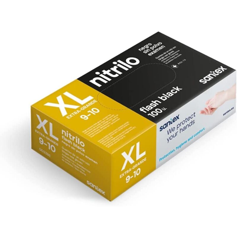 foto del prodotto santex guanti de nitrile powder free nero gamma nitrile extra heavy duty flash nero guanti monouso de monouso free de latex free scatola de 100