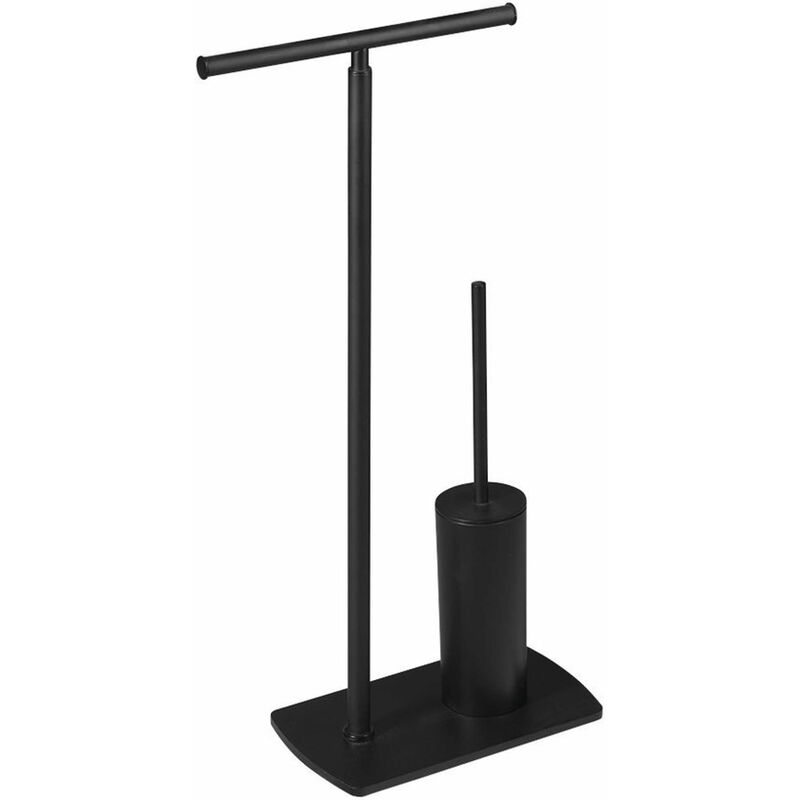foto del prodotto sapho accessori bagno gedy portarotolo e scopino wc con recipiente da appoggio florida, nero opaco 733214