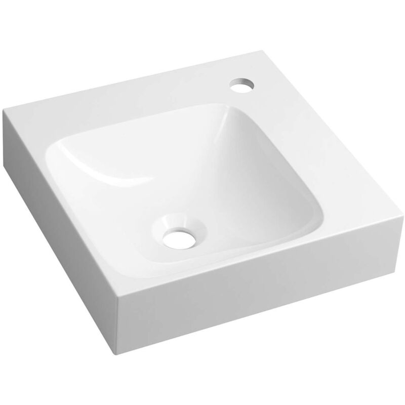 foto del prodotto sapho lavabo angolare 40x40 cm, senza troppopieno, foro per rubinetto, bianco en040r