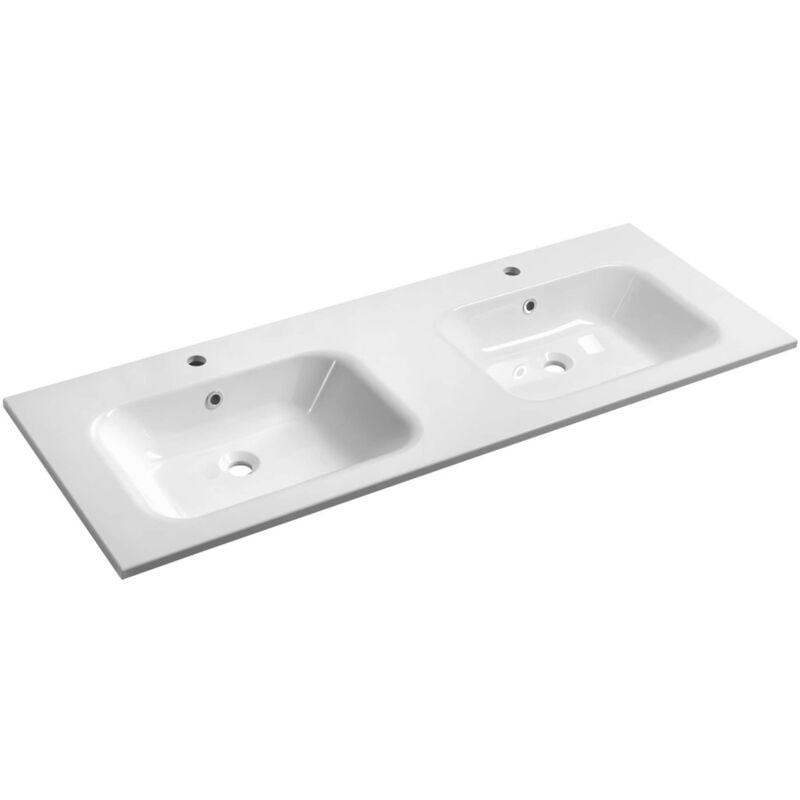 foto del prodotto sapho lavabo doppio 141x52 cm, con troppopieno, 2 fori per miscelatore, bianco ac141