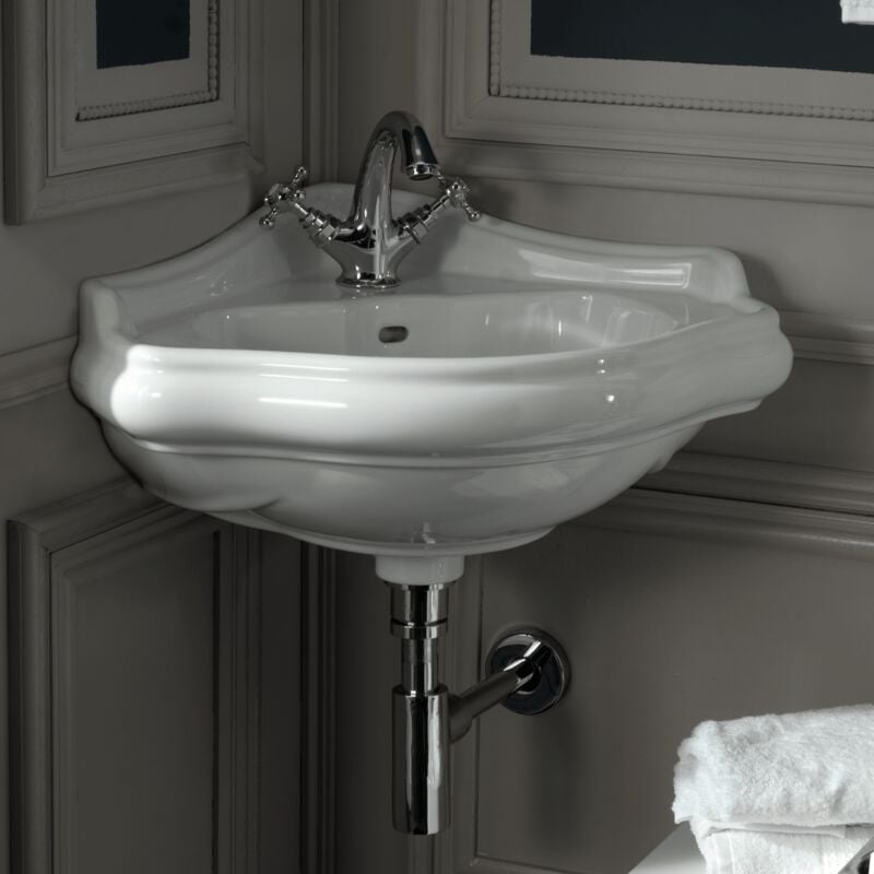 foto del prodotto sapho lavabo sospeso angolare 57x38 cm kerasan retr bianco lucido