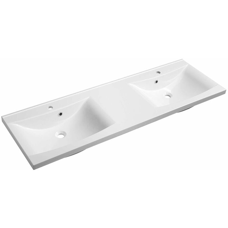 foto del prodotto sapho lucia lavabo doppio da mobile 150x48 cm, con troppopieno, 2 fori per miscelatore, bianco 50154