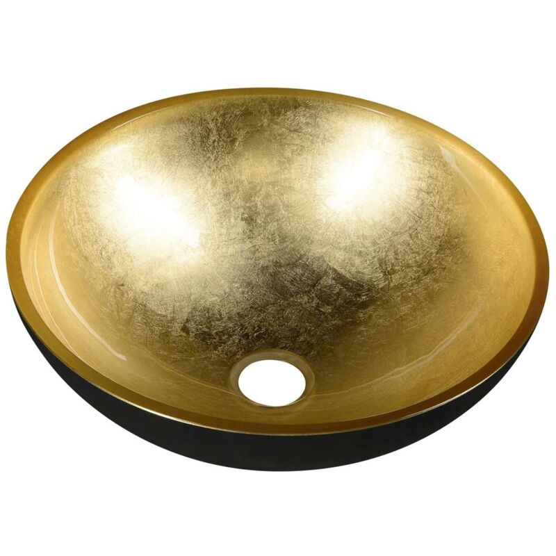 foto del prodotto sapho murano lavabo da appoggio, 40x14 cm, nero oro al5318 77