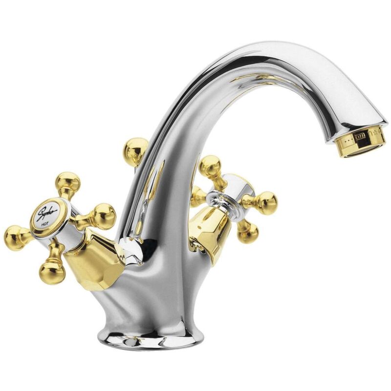 foto del prodotto sapho reitano rubinetteria antea miscelatore da lavabo antea con sistema di scarico, cromo oro 3272