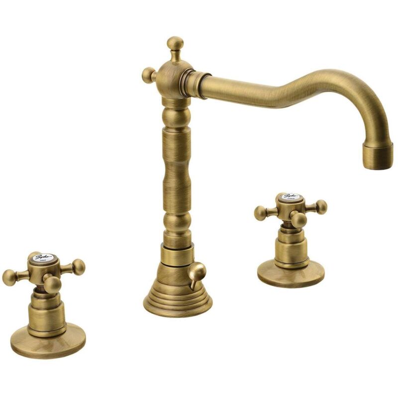 foto del prodotto sapho reitano rubinetteria antea miscelatore da lavabo, con sistema di scarico, montaggio a 3 fori, bronzo 3226