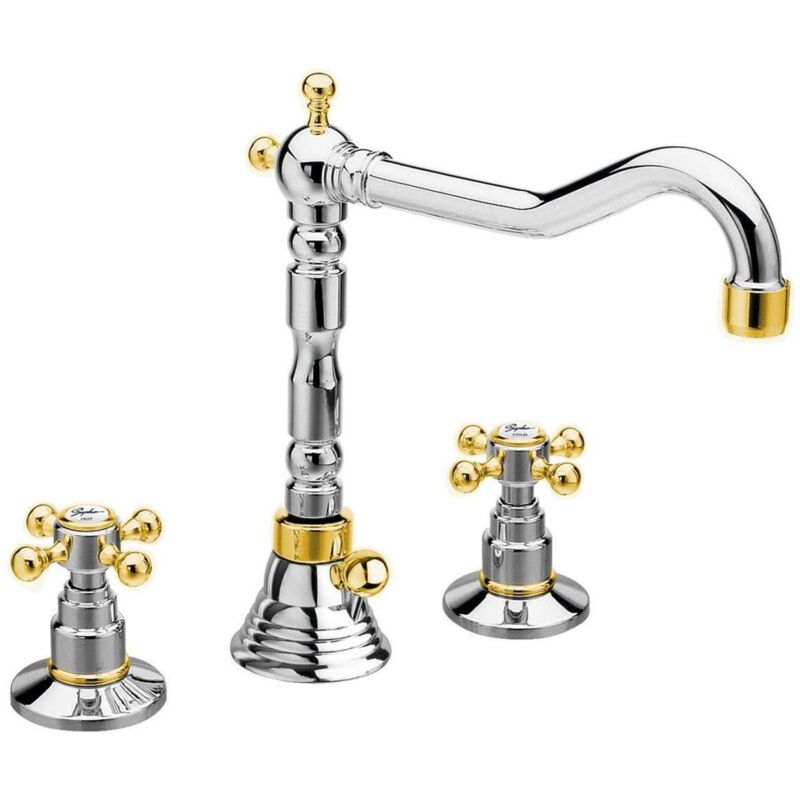 foto del prodotto sapho reitano rubinetteria antea miscelatore lavabo con scarico, installazione a 3 fori, cromo oro 3222