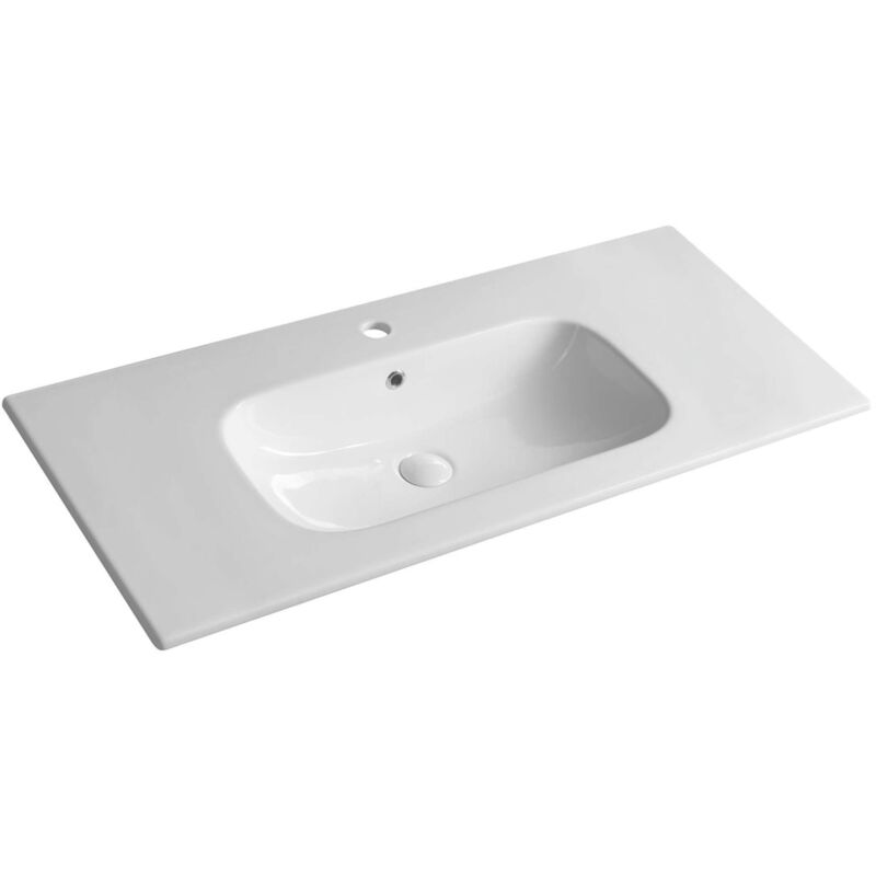 foto del prodotto sapho sanovit piedra lavabo da mobile 10x5 cm, con troppopieno e foro per miscelatore, bianco 43101